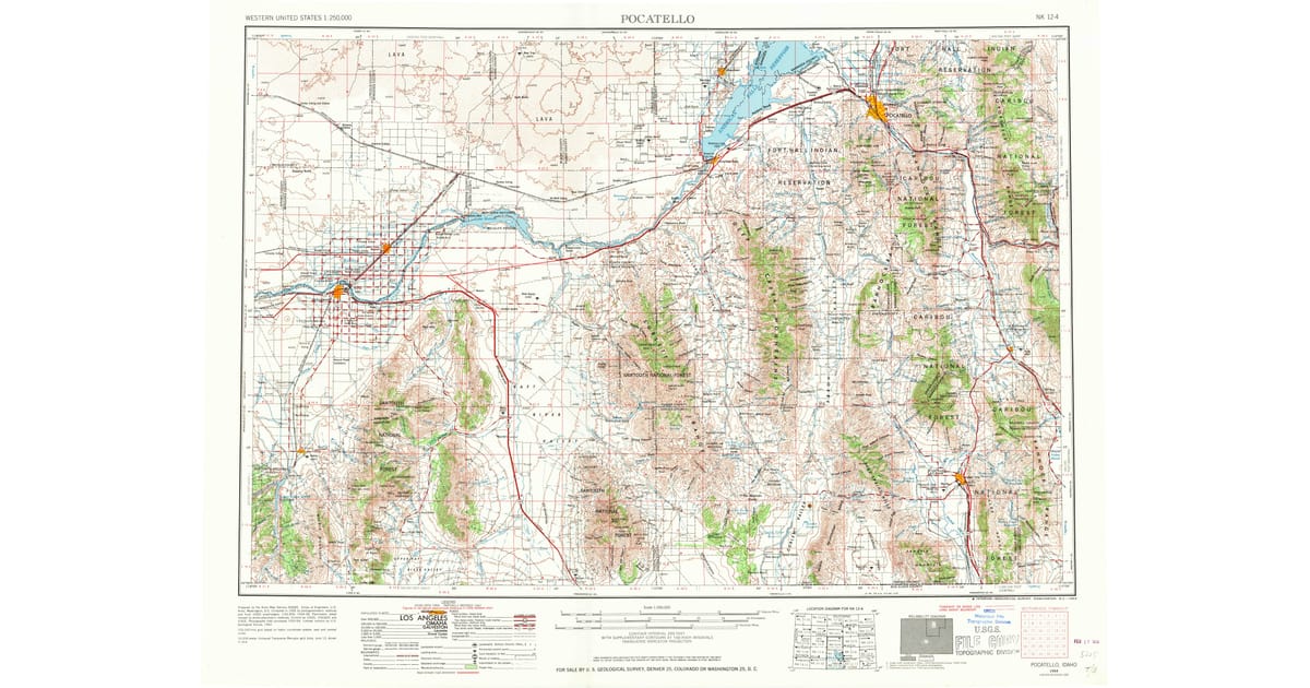 1950s Maps of American Falls, ID Pastmaps