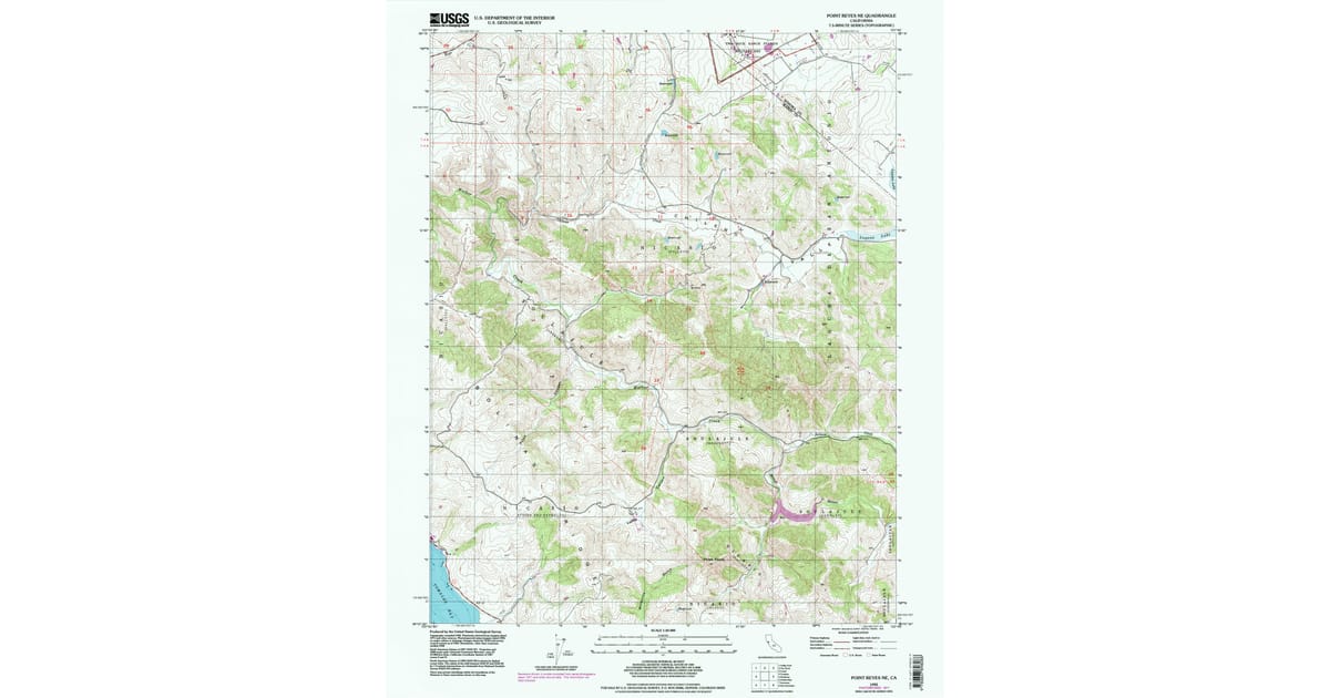 Point Reyes Zip Code Map 1995 Map of Point Reyes NE, Marin County, CA — High-Res | Pastmaps
