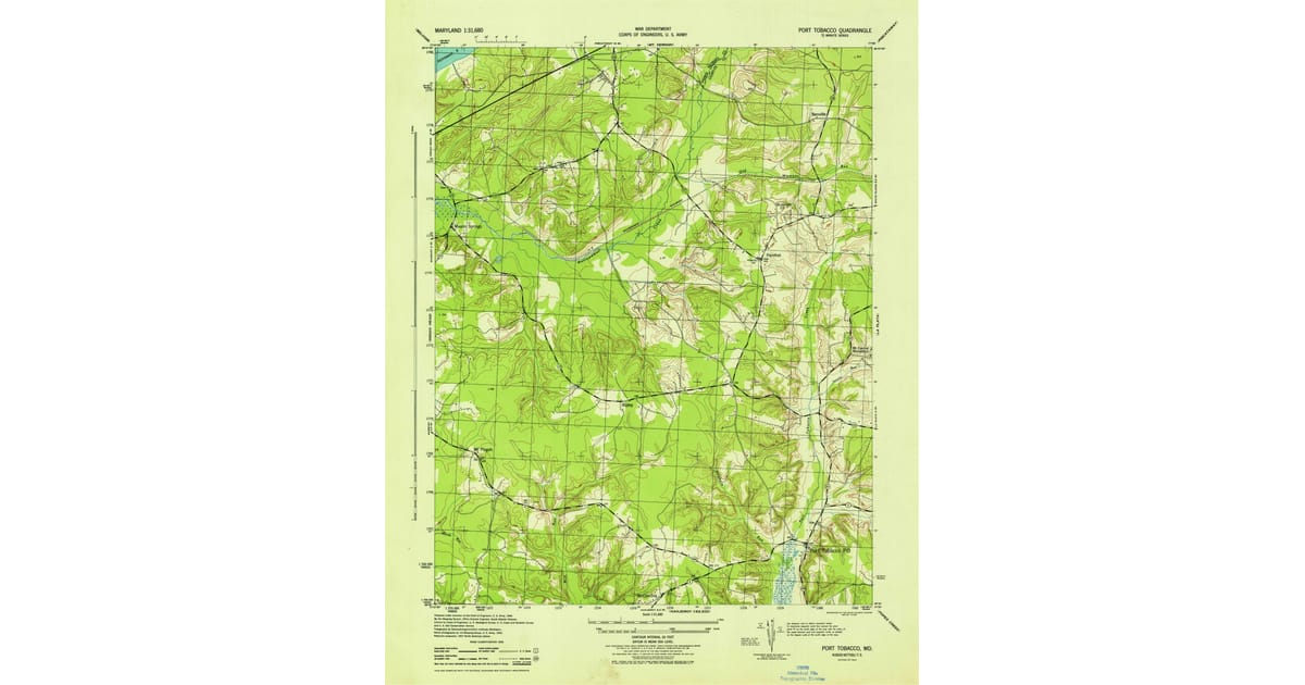 port tobacco md map Print | Port Tobacco Map | Maryland Map Art | Port Tobacco City Road Map Poster | Vintage Gift Map 1944 Map of Port Tobacco,