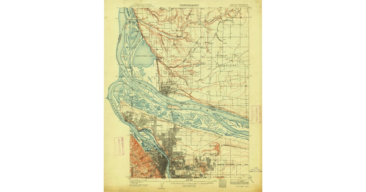 1905 Map of Portland, OR — High-Res, 1914 Print | Pastmaps