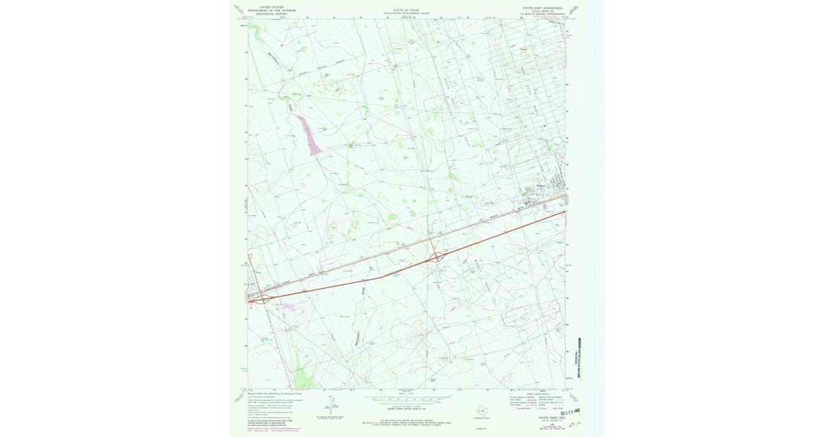 Pyote Texas 1969 Map of Pyote East, Ward County, TX — High-Res, 1981 Print | Pastmaps