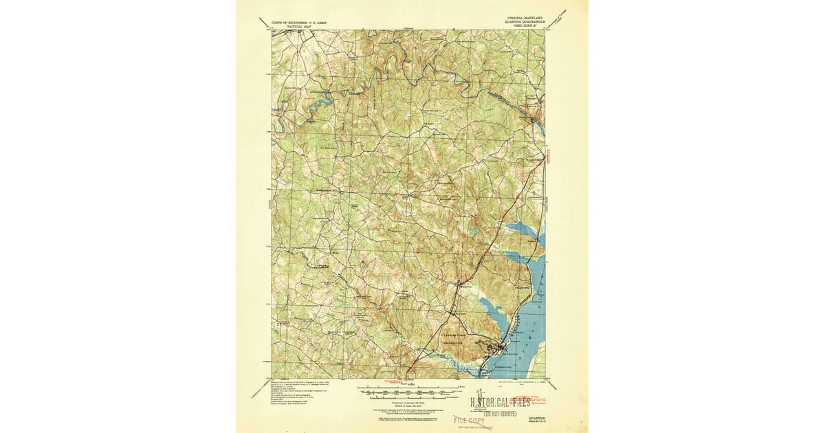 1940 Map of Quantico, Dale City, VA — High-Res, 1943 Print | Pastmaps