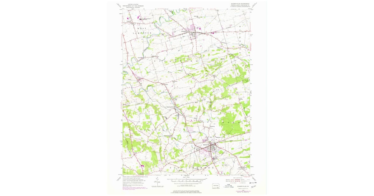 1955 Map of Quarryville, PA — High-Res, 1978 Print