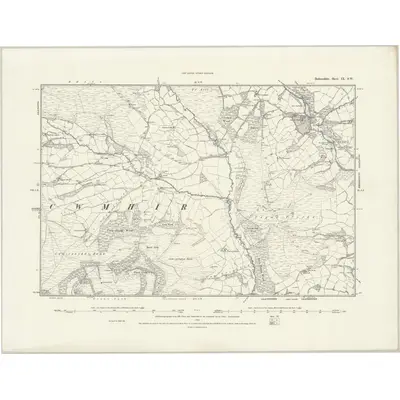 1887 Map of Radnorshire IX.SW, 1888 Print