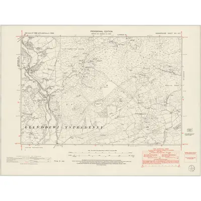 1948 Map of Radnorshire XVI.NE, 1953 Print