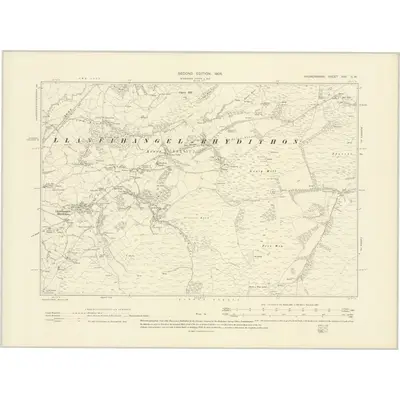 1902 Map of Radnorshire XVII.SW, 1905 Print