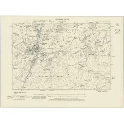 1938 Map of Radnorshire XXIII.SW, 1945 Print