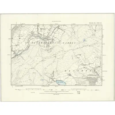 1887 Map of Radnorshire XXXII.SE, 1888 Print