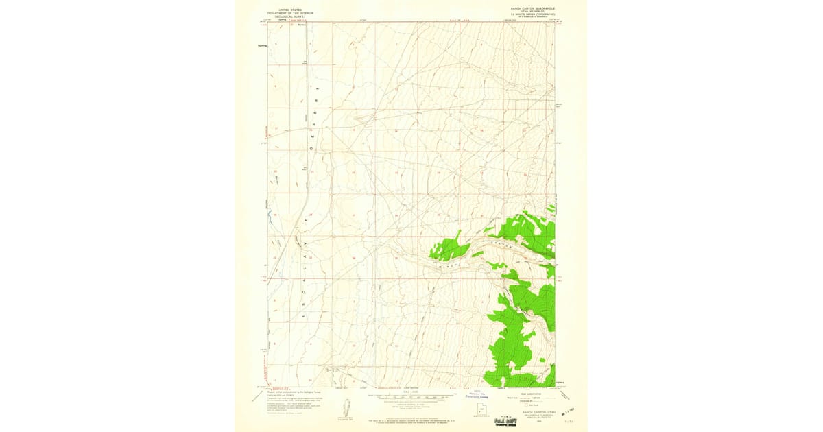 1958 Map of Ranch Canyon, Beaver County, UT — High-Res | Pastmaps