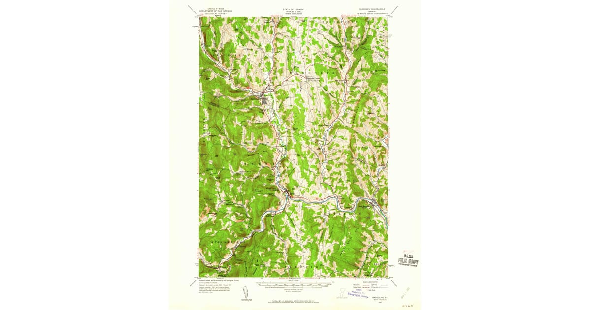 1957 Map of Randolph, Windsor County, VT — High-Res | Pastmaps