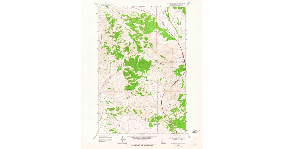 Aspc Lewis Map 1962 Map of Rattlesnake Mountain, Lewis and Clark County, MT — High-Res ...