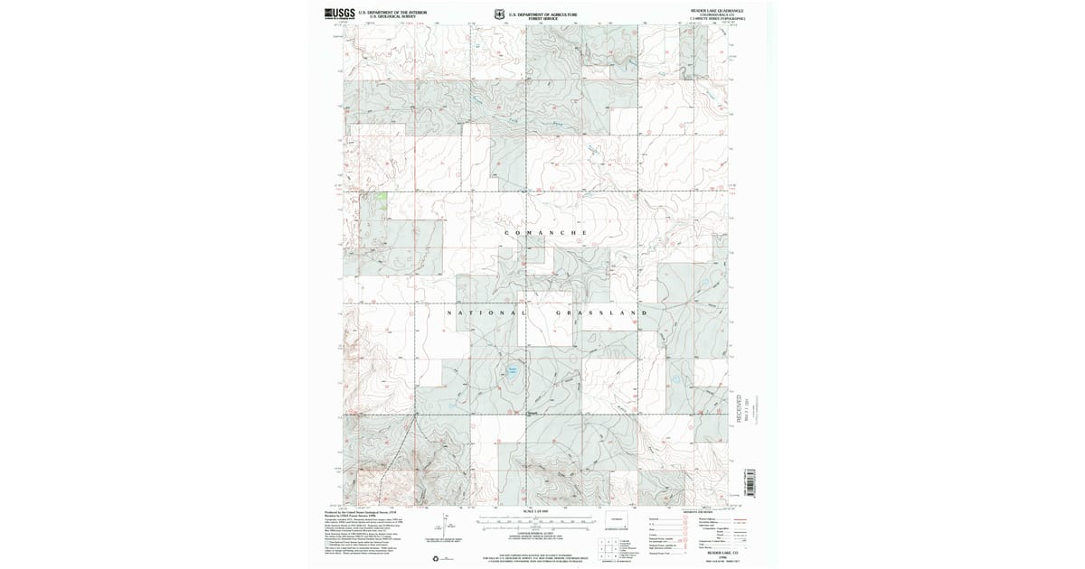 1996 Map of Reader Lake, Baca County, CO — High-Res | Pastmaps