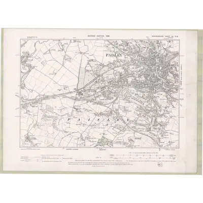 1896 Map of Renfrewshire Sheet XII.NW, 1898 Print