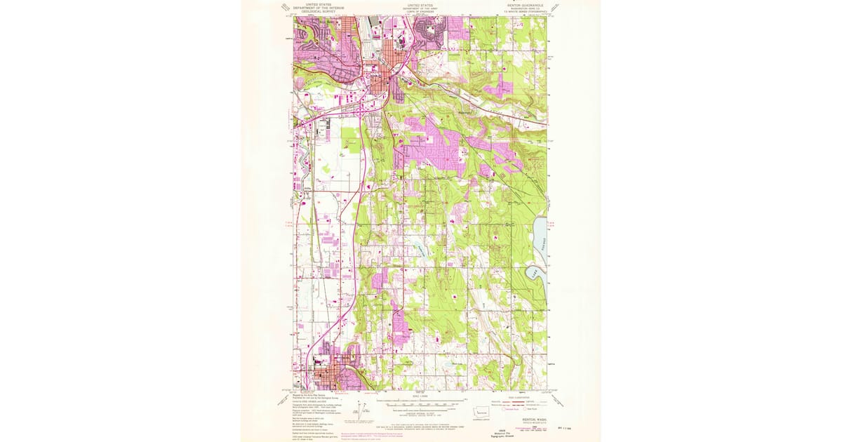 Old Map Renton 1949 Map of Renton, WA — High-Res, 1976 Print | Pastmaps