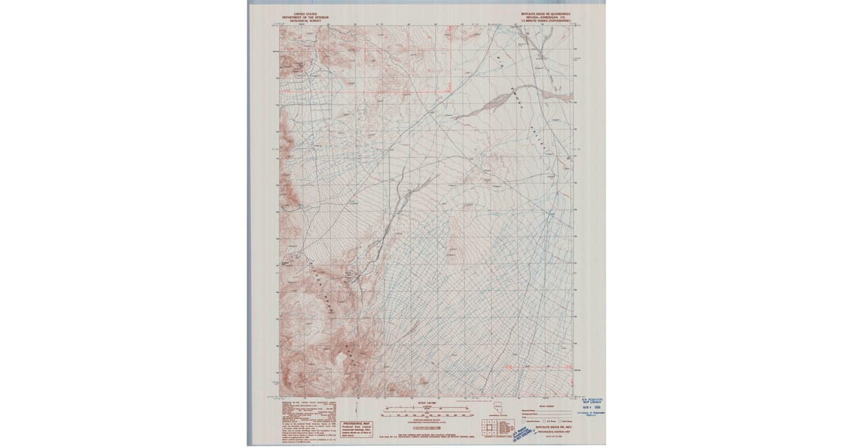 1987 Map of Rhyolite Ridge NE, Esmeralda County, NV — High-Res, 1987 ...