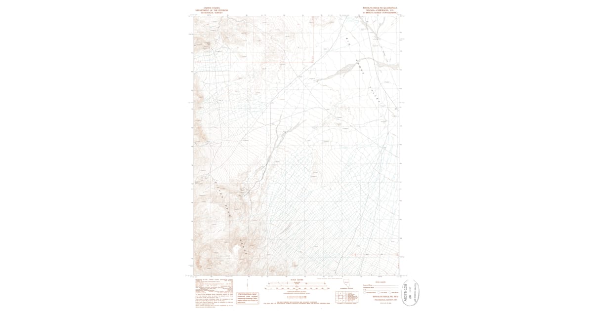 1987 Map of Rhyolite Ridge NE, Esmeralda County, NV — High-Res | Pastmaps