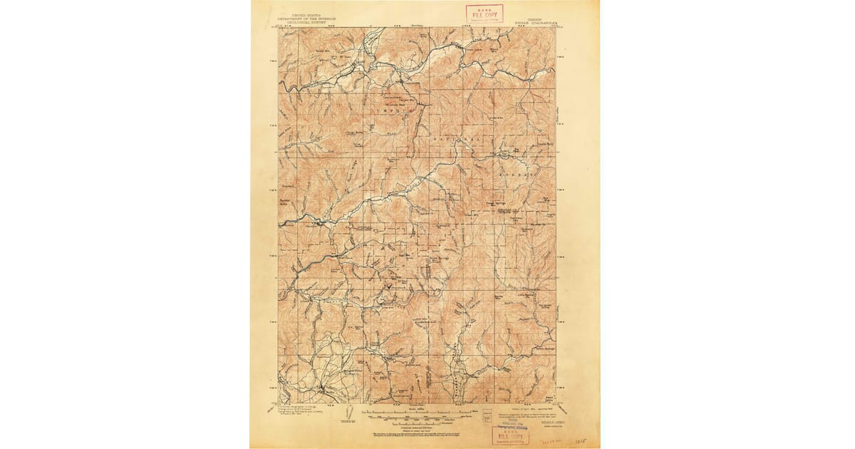 Topo Map Riddles Oregon 1904 Map of Riddle, OR — High-Res, 1948 Print | Pastmaps