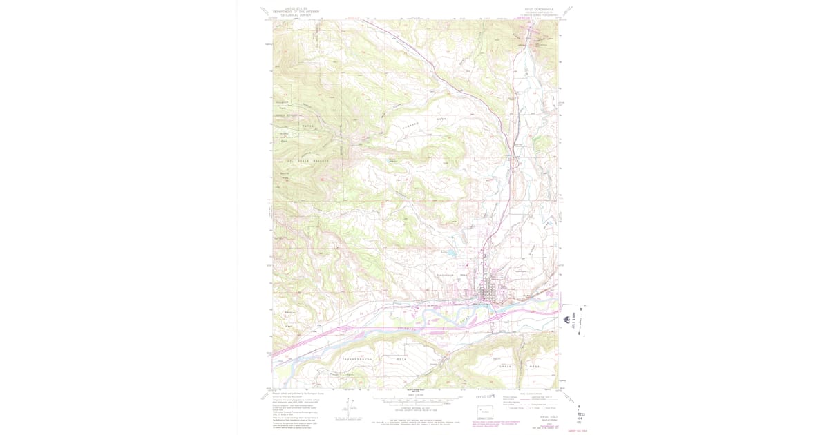 1952 Map of Rifle, CO — High-Res, 1984 Print | Pastmaps