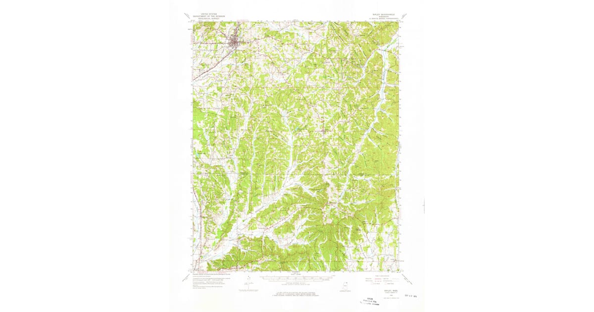 1955 Map of Ripley, MS — High-Res, 1976 Print | Pastmaps