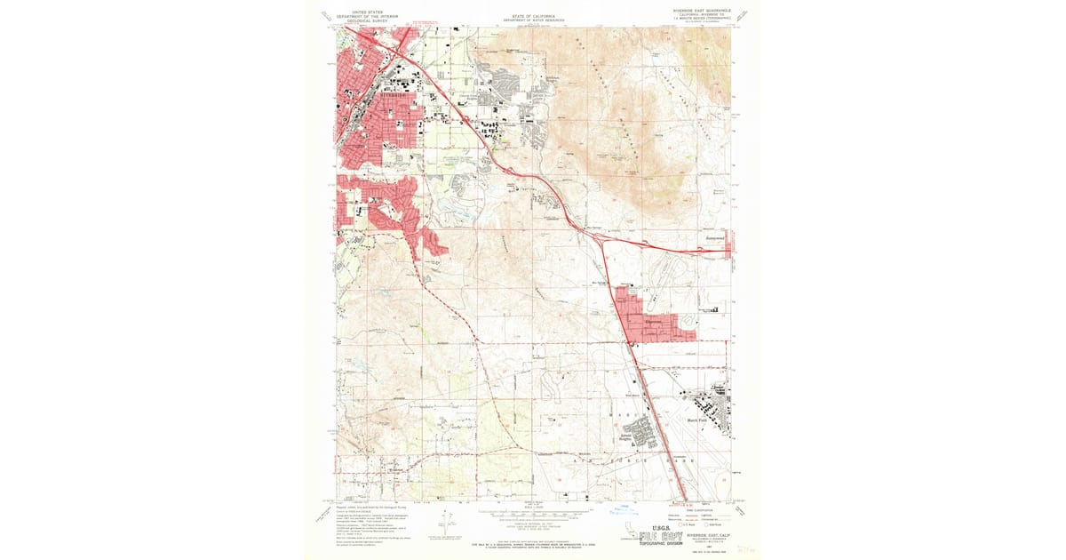1967 Map of Riverside East, Riverside County, CA — High-Res | Pastmaps