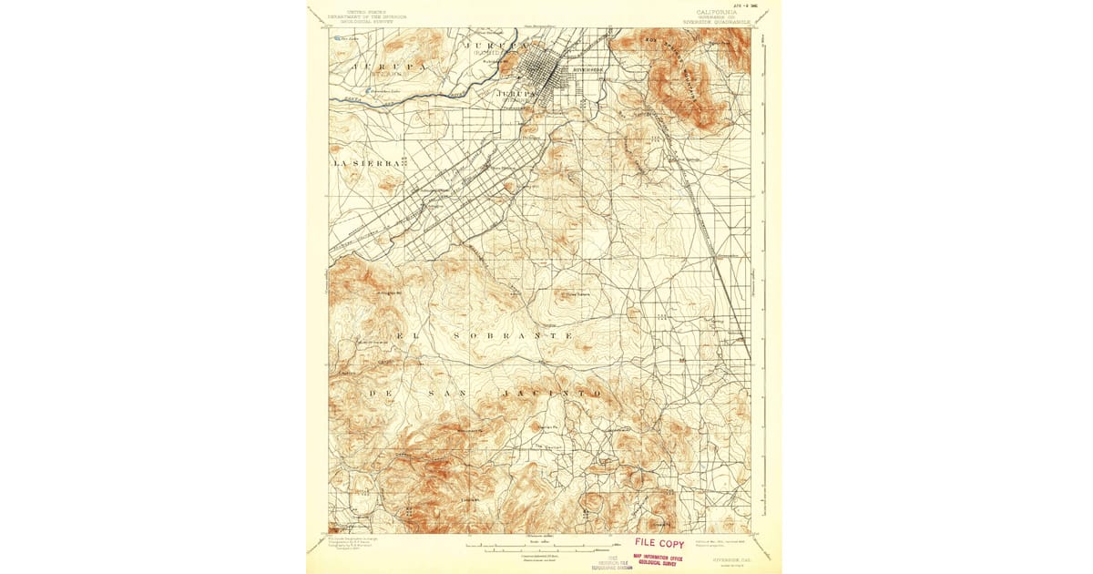 1901 Map of Riverside, CA — High-Res, 1942 Print | Pastmaps