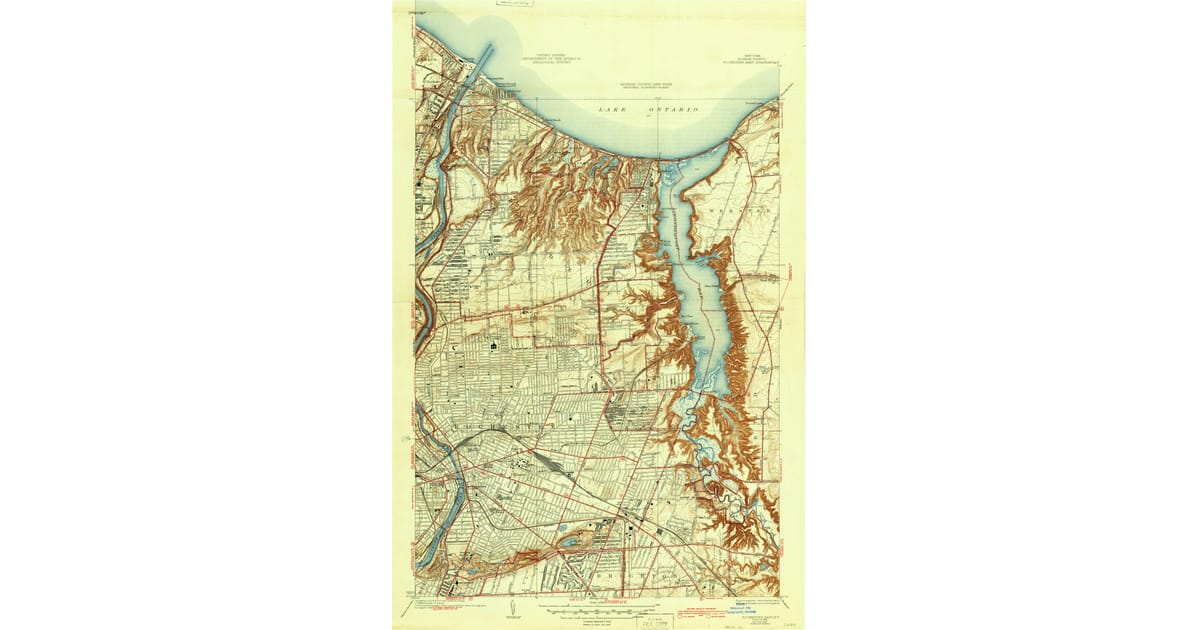 1935 Map of Rochester East, Monroe County, NY — High-Res, 1945 Print ...