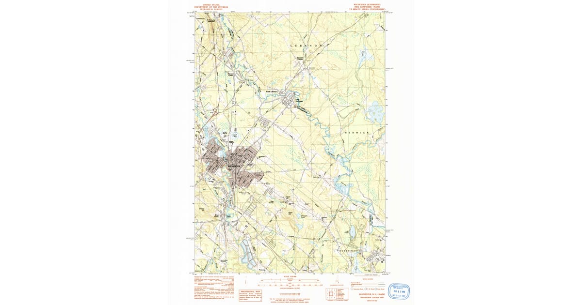 Detailed Rochester Nh Map 1983 Map of Rochester, Dover, NH — High-Res, 1984 Print #2 | Pastmaps