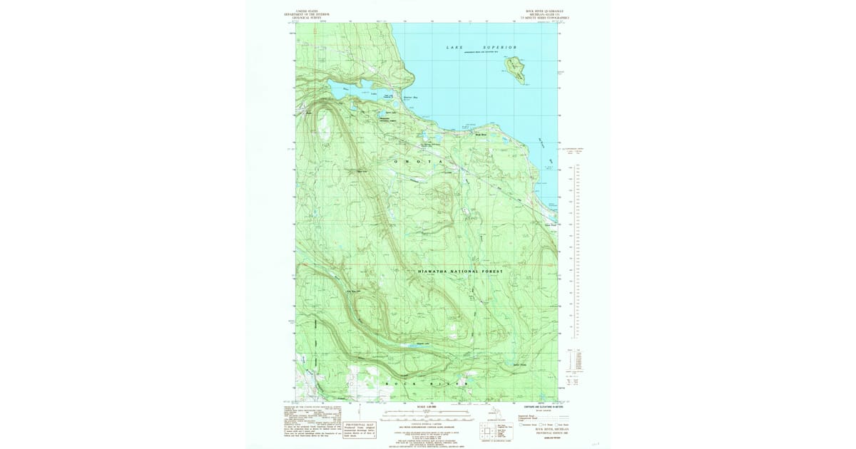 Rock Rave Map 1985 Map of Rock River, Alger County, MI — High-Res | Pastmaps
