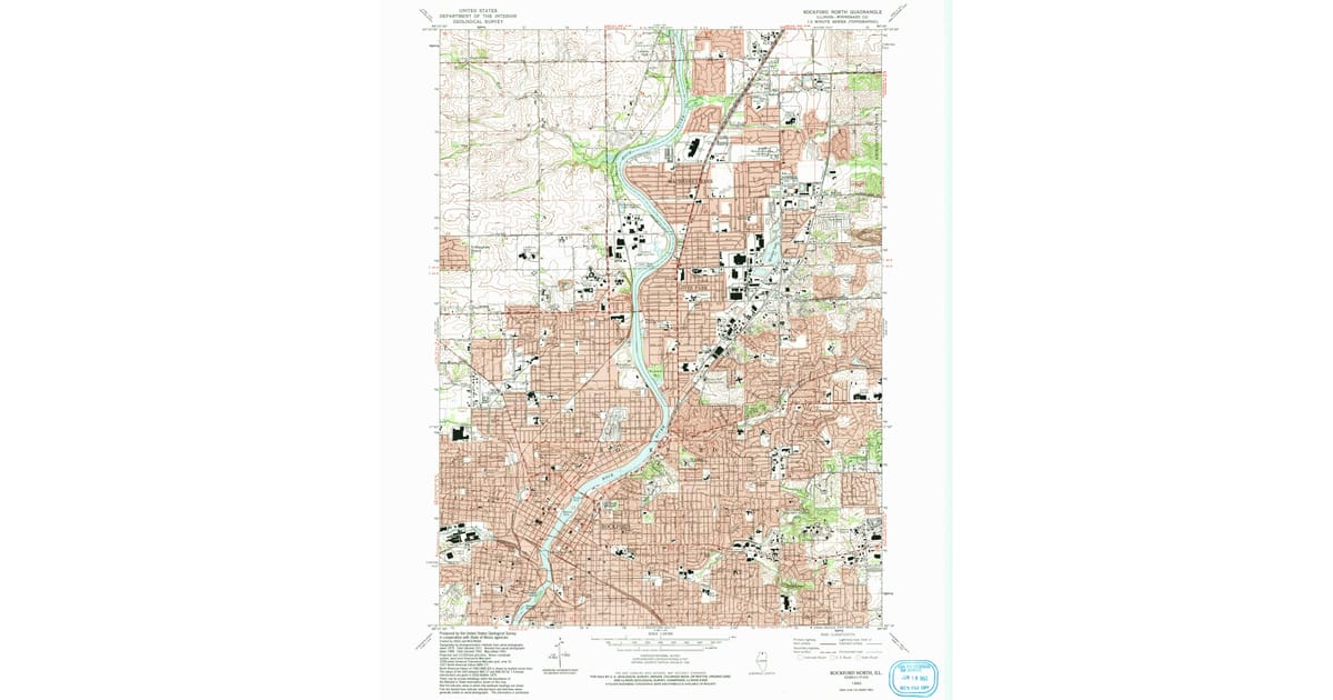 1993 Map of Rockford North, Winnebago County, IL — High-Res | Pastmaps