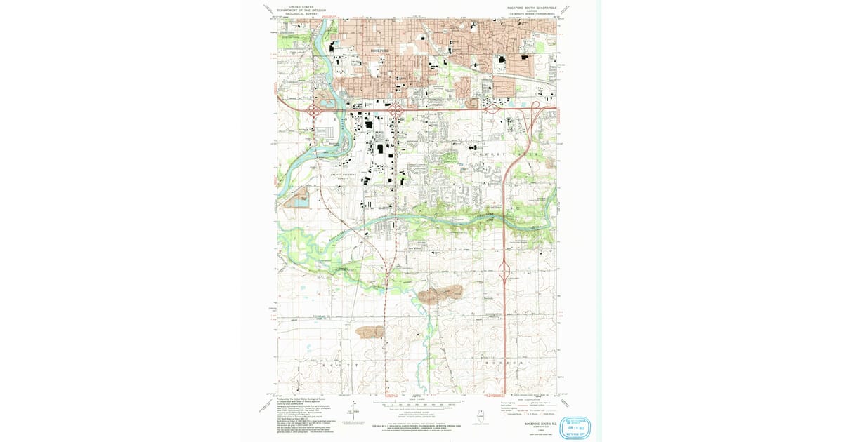 1993 Map of Rockford South, Winnebago County, IL — High-Res | Pastmaps
