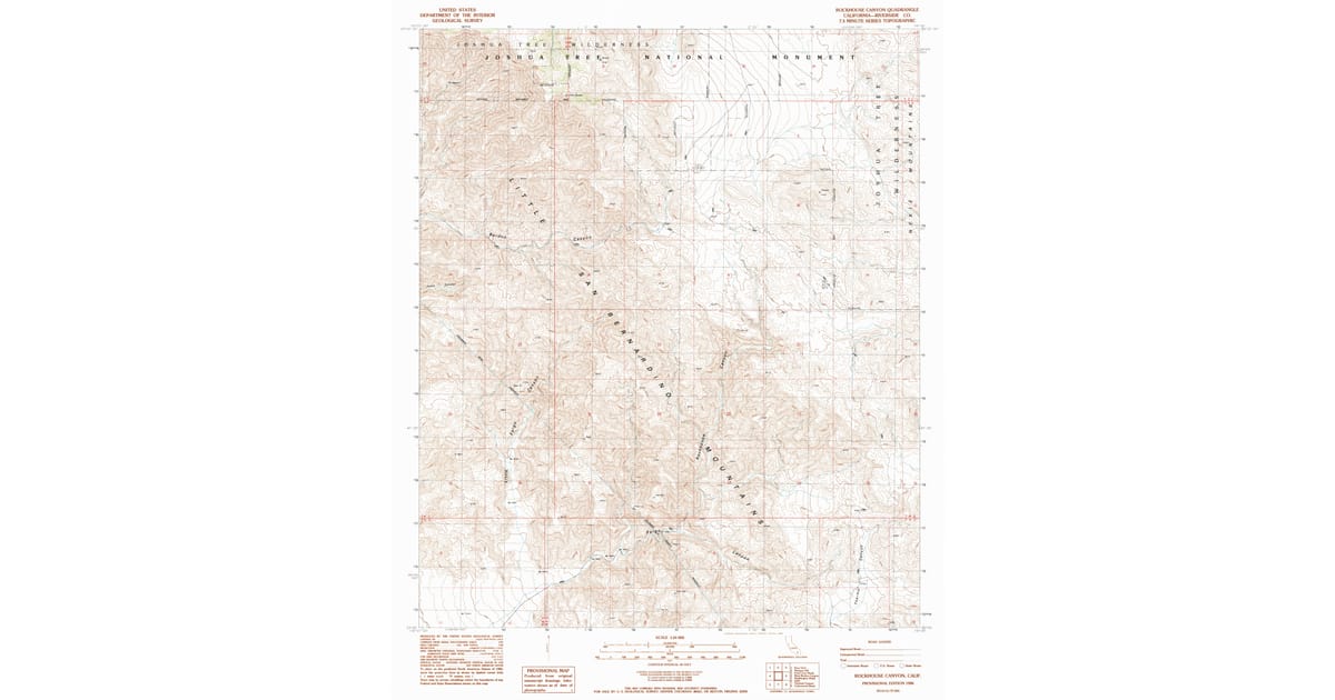 1988 Map of Rockhouse Canyon, Riverside County, CA — High-Res | Pastmaps