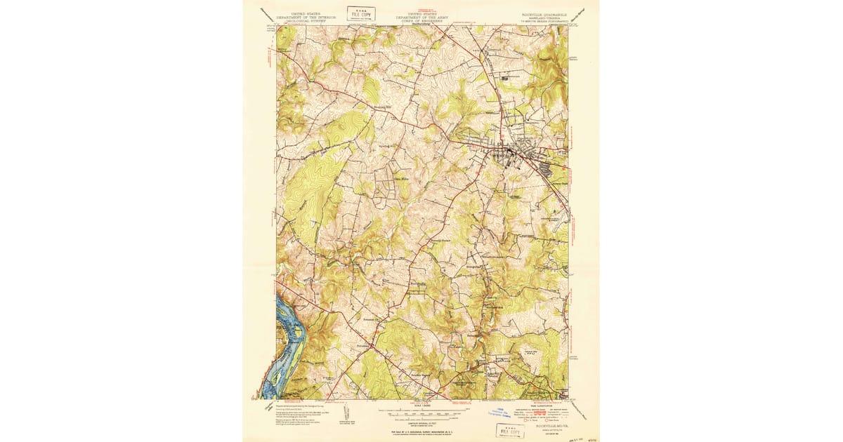 Map 20850 1951 Map of Rockville, Gaithersburg, MD — High-Res | Pastmaps