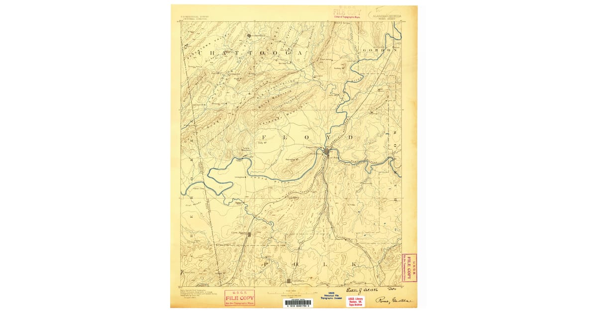 Old Maps of Cave Spring GA for - Rome Floyd County Ga Usgs Topo 1886 Og 1200x630