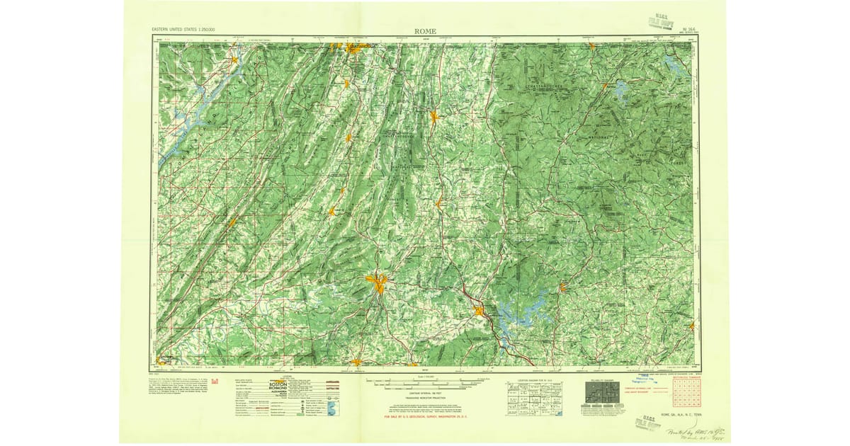 1950s Maps of Black Bear Ridge - Rome Floyd County Ga Usgs Topo 1955 Og 1200x630