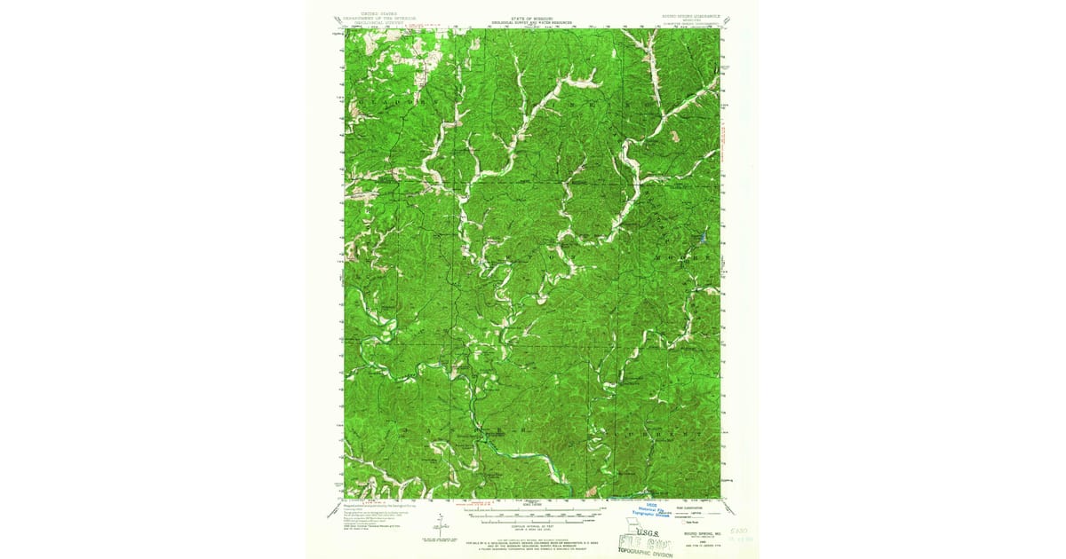 Round Spring Map 1945 Map of Round Spring, Shannon County, MO — High-Res, 1966 Print ...