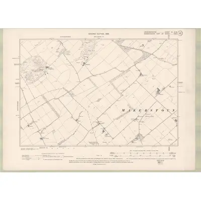 1897 Map of Roxburghshire Sheet IX.NW, 1899 Print