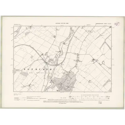 1897 Map of Roxburghshire Sheet IX.SE, 1907 Print