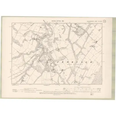 1897 Map of Roxburghshire Sheet XXI.SW, 1899 Print