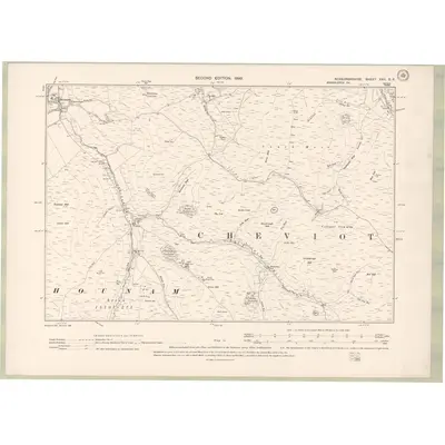1896 Map of Roxburghshire Sheet XXII.SE, 1899 Print