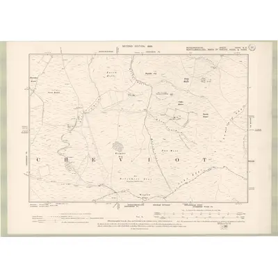 1896 Map of Roxburghshire Sheet XXXIV.NE, 1899 Print
