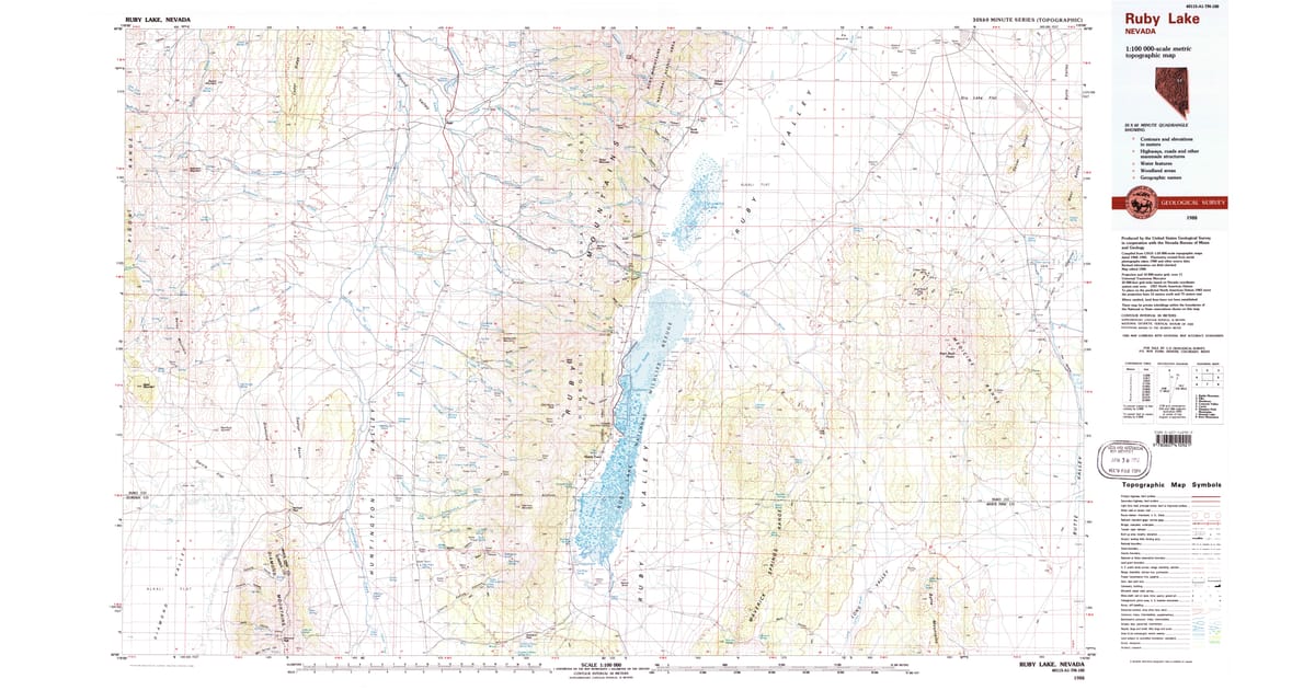 1988 Map of Ruby Lake, Elko County, NV — High-Res | Pastmaps
