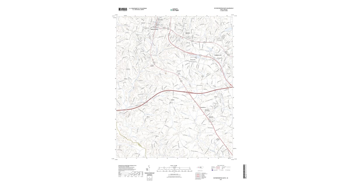 2022 Map of Rutherfordton South, Rutherford County, NC — High-Res ...
