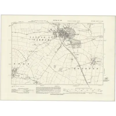 1928 Map of Rutland IX.NW, 1931 Print