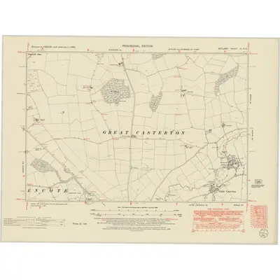 1950 Map of Rutland VI.SE, 1952 Print