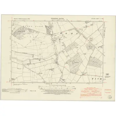 1950 Map of Rutland VI.SW, 1952 Print