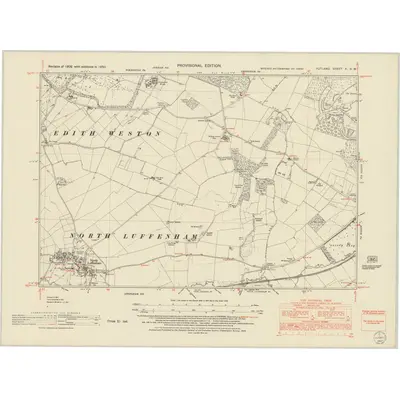1950 Map of Rutland X.SW, 1952 Print