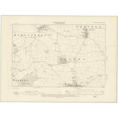 1902 Map of Rutland XIII.NW, 1905 Print