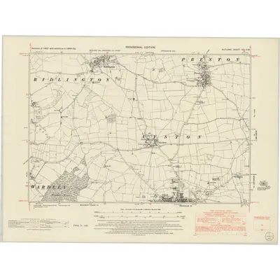 1949 Map of Rutland XIII.NW, 1952 Print