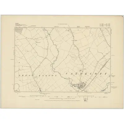 1884 Map of Rutland XV.NW, 1885 Print