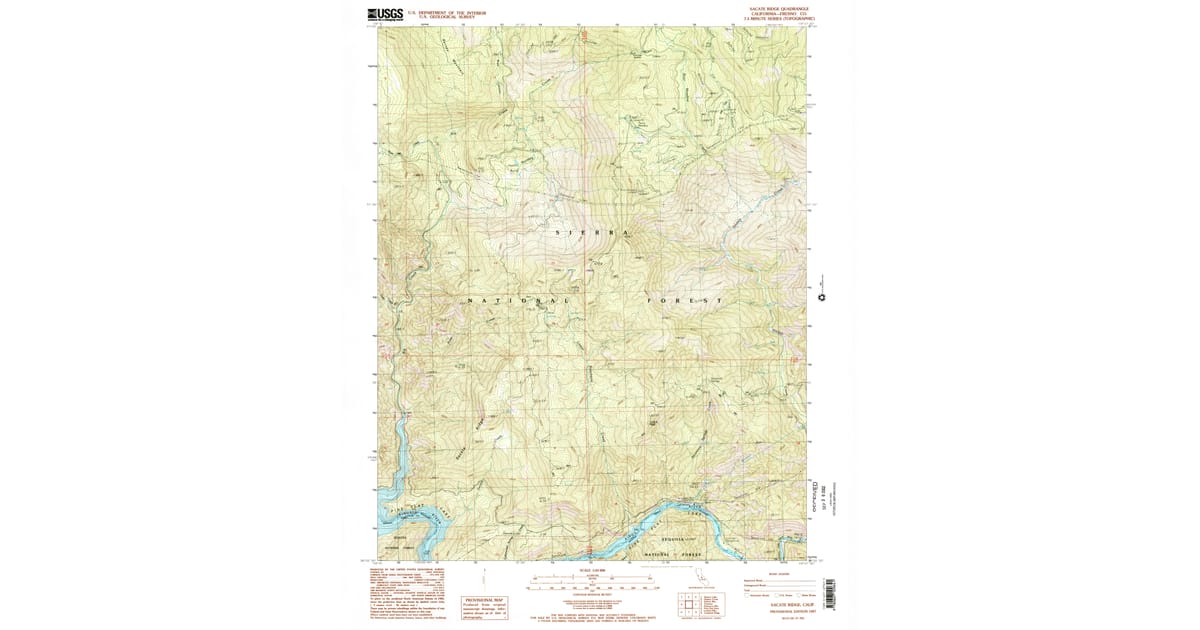 1987 Map of Sacate Ridge, Fresno County, CA — High-Res, 1987 Print #2 ...